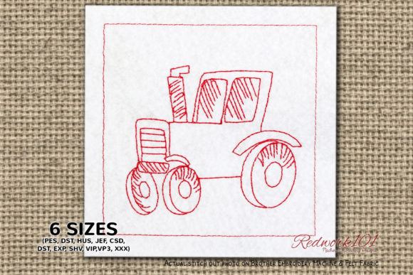 Cute Farm Tractor Embroidery