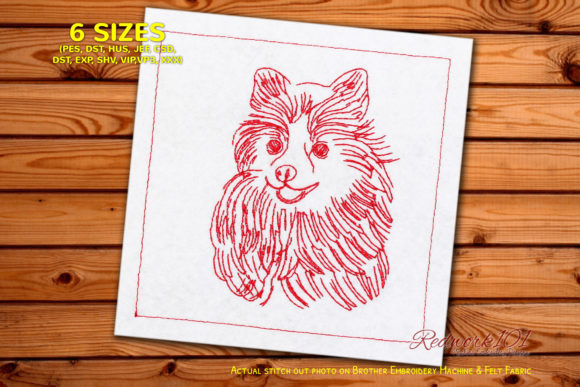 Cute Pomeranian Dog Embroidery