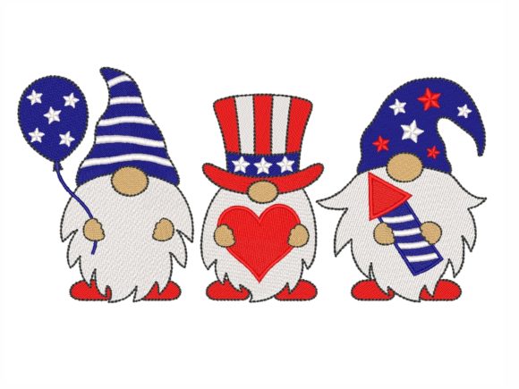 Patriotic Gnomes Embroidery Design