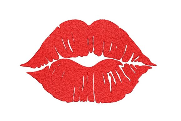 Red Lips Embroidery Design