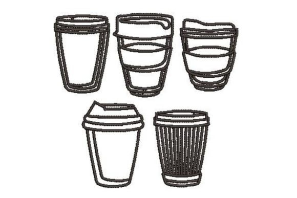 Reusable Coffee Cups Embroidery