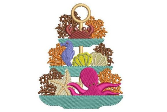 Summer Tiered Tray Embroidery Design