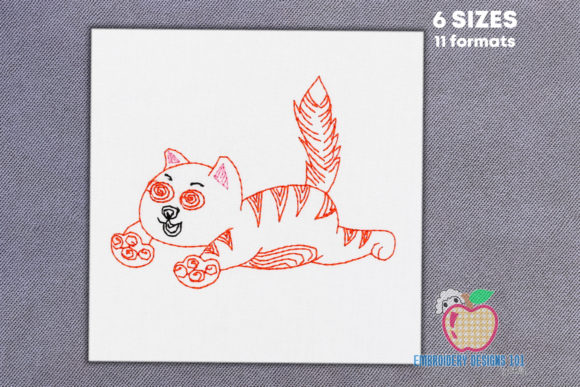 Tabby Cat Lying Down Embroidery
