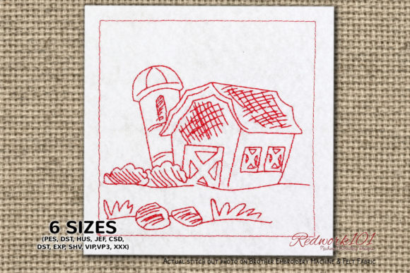 Wooden Farm House Embroidery Design